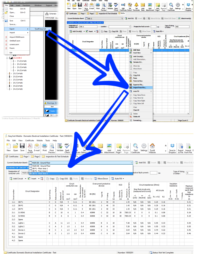 ElectricalOM Tysoft EasyCert Export