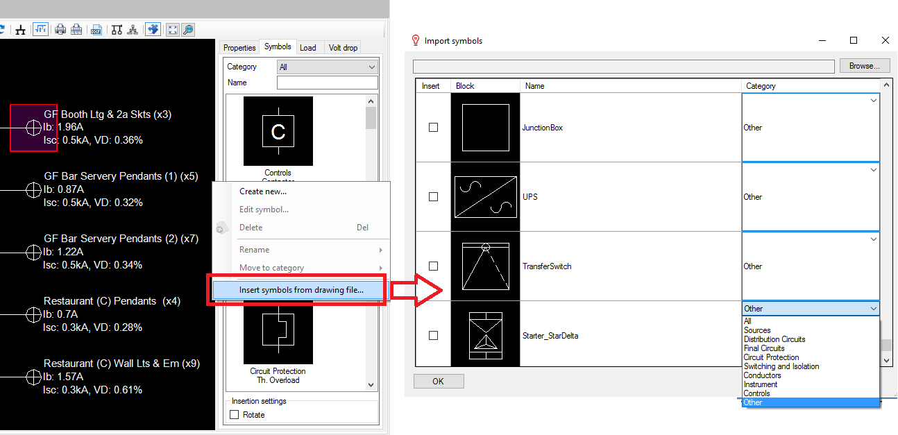 insert symbols from file