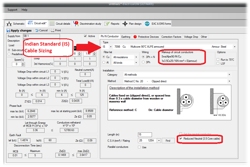 Indian Standard Cable Sizing