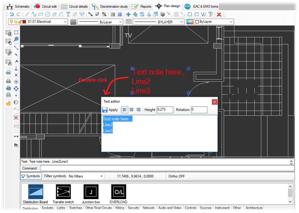 Plan design quick text edit