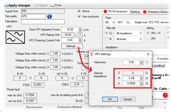 UPS internal impedance